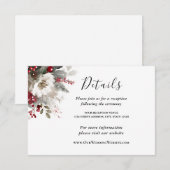 シルバー レッド クリスマス ウィンター フローラル ウェディング エンクロージャーカード (正面/裏面)