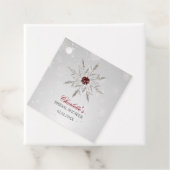 シルバー レッド スノーフレーク ウィンター ブライダル シャワー フェイバータグ (インサイチュ)