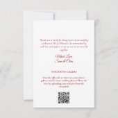 シルバー&レッド・ラブ感謝してい&フォトQRコード結婚ズ サンキューカード (裏面)