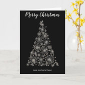 シルバー レトロ クリスマス ツリー クリスマス カード (黄色い花)