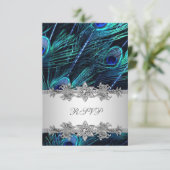 シルバー ロイヤルブルー クジャクの結婚式 RSVP (スタンド正面)
