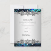 シルバー ロイヤルブルー クジャクの結婚式 RSVP (裏面)