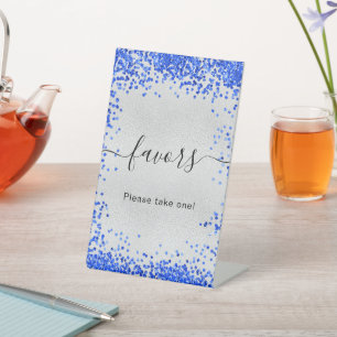 シルバー ロイヤルブルー パーティー ファヴォリッツ 台座サイン