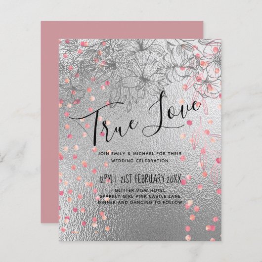 シルバー・ロセゴ結婚ルドの金属グリッター予算 (正面/裏面)