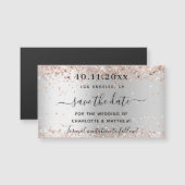 シルバー ローズゴールド ウェディング セーブ・ザ・デート マグネット (正面/裏面)