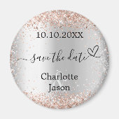シルバー ローズゴールド ハート ボヘミアンワディング Save the Date マグネット (正面)