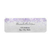 シルバー ヴィオレット グリッター スパークル 返信住所 ラベル (正面)