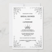 シルバー ヴィンテージ フラワー コーナー ティアラ ミニマリスト 招待状 (正面)