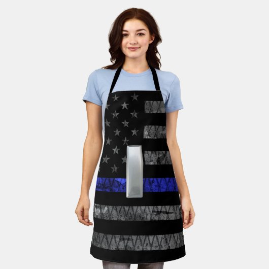 (シルバー)中尉の薄い青い線の旗動揺して。 エプロン (着用した状態)