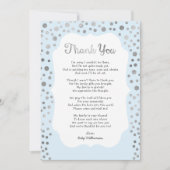 シルバー+任意の色の男の子の赤ちゃんシャワーありがとうノート 招待状 (正面)