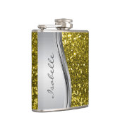 シルバー 偽 グリッター グラム ブリング パーソナライズド フラスク (右)