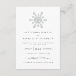シルバー 偽 グリッター スノーフレーク ウェディング 出欠カード