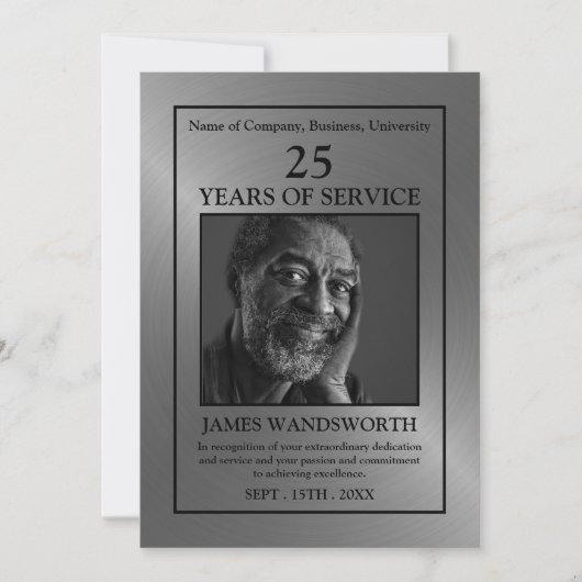 シルバー/写真パーソナライズされた – 社員賞カード 招待状 (正面)