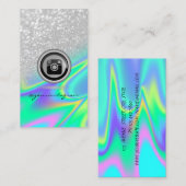 シルバー《写真》ぼけ味インスタグラムホログラフィックソーシャルメディア 名刺 (正面/裏面)