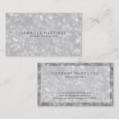 シルバー《写真》ぼけ味グリッターとスパークルズ 名刺 (正面/裏面)