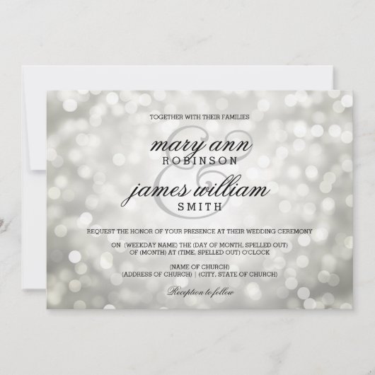 シルバー《写真》ぼけ味ライトエレガントな結婚式 招待状 (正面)
