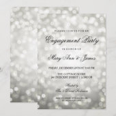 シルバー《写真》ぼけ味ライトエレガント婚約パーティ 招待状 (正面/裏面)