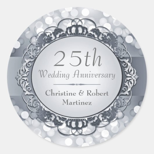 シルバー《写真》ぼけ味25周年記念ステッカー ラウンドシール (正面)