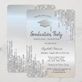 シルバー 卒業帽 グリッター ドリップス 招待状