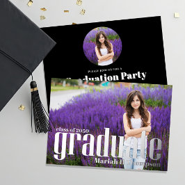 シルバー 卒業記念 現代 写真 通知 卒業クラス 箔招待状