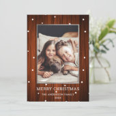 シルバー |国の素朴木製写真クリスマス シーズンカード (スタンド正面)
