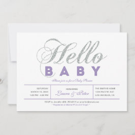 シルバー |女の子、モダンタイポグラフィ赤ちゃんシャワー 招待状