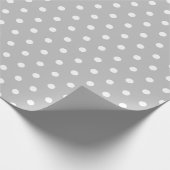シルバー | 白い水玉模様 ラッピングペーパー (角)