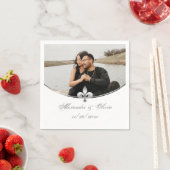 シルバー（紋章の）フラ・ダ・リ結婚写真のナプキンス スタンダードカクテルナプキン (インサイチュ)