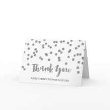 シルバー・紙吹雪・ベビー・シャワーありがとう