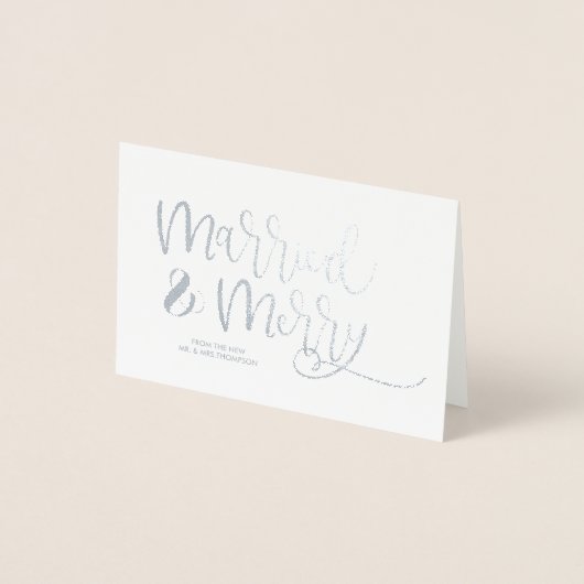 シルバー&結婚したメリークリスマスありがとうござ結婚う 箔カード (正面)