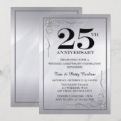 シルバー 結婚25周年パーティー招待状 招待状 (正面/裏面)
