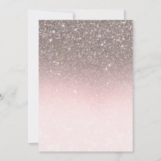 シルバー&赤面ピンクグリッタースパークルグラムスウィート16 招待状 (裏面)