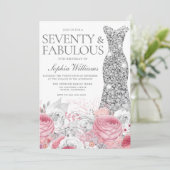 シルバー&赤面ピンク70thバースデーパーティー 招待状 (スタンド正面)
