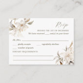 シルバー、金ゴールドおよびホワイトフローラクインチェニェラRSVP エンクロージャーカード (正面)
