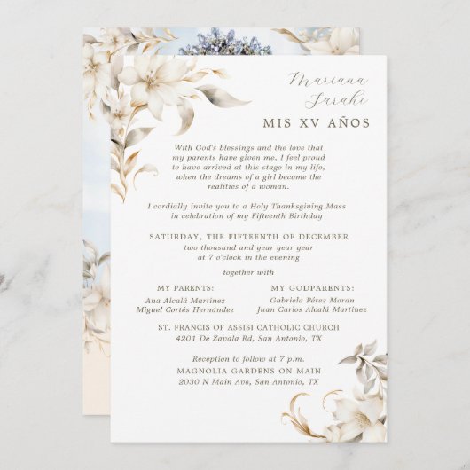 シルバー&金ゴールドエレガントウィンターキンセニェラ 招待状 (正面/裏面)