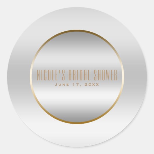 シルバー&金ゴールドエレガントクラスグラム結婚式の引き出物 ラウンドシール (正面)