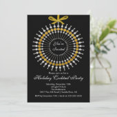 シルバー&金ゴールドオーナメントカクテルクリスマスパーティー 招待状 (スタンド正面)