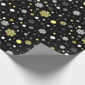 シルバー&金ゴールドクリスマススノーパターンクリスマスホリデー ラッピングペーパー (角)
