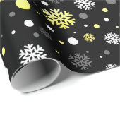シルバー&金ゴールドクリスマススノーパターンクリスマスホリデー ラッピングペーパー (ロールコーナー)