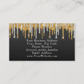 シルバー+金ゴールドグリッタードリップファッションスタイリストモダン 名刺 (裏面)