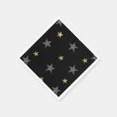 シルバー&金ゴールドスターズブラックハリウッドスターパーティー スタンダードカクテルナプキン (角)