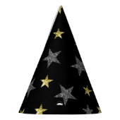 シルバー&金ゴールドスターズブラックハリウッドスターパーティー パーティーハット (左)
