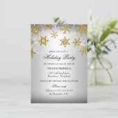 シルバー&金ゴールドスノーフレーククリスマスホリデーパーティー 招待状 (スタンド正面)