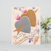 シルバー&金ゴールドハートバレンタインデースクラップブック紙 (スタンド正面)