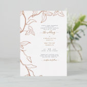 シルバー&金ゴールド滴下アイビー結婚のフォイル招待状 箔招待状 (立ち正面)