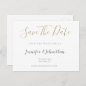 シルバー&金ゴールド結婚式は日付カードを保存 案内ポストカード (正面/裏面)