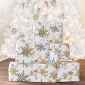 シルバー&金ゴールド雪 ラッピングペーパー