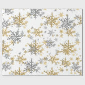 シルバー&金ゴールド雪 ラッピングペーパー (フラット)