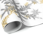 シルバー&金ゴールド雪 ラッピングペーパー (ロールコーナー)