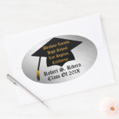 シルバー、金ゴールド、ブラックカスタム卒業ステッカー 楕円形シール (封筒)